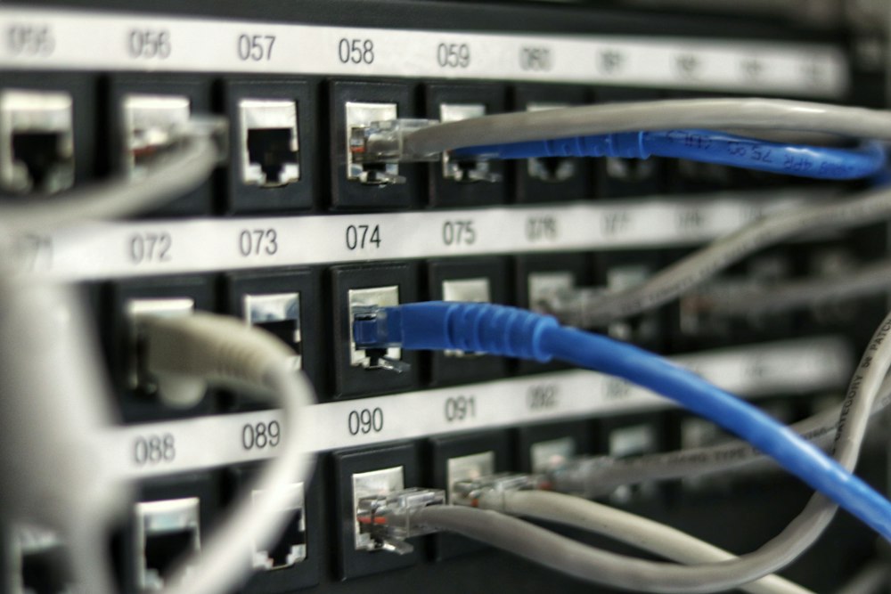 Patch panel ve ethernet kabloları